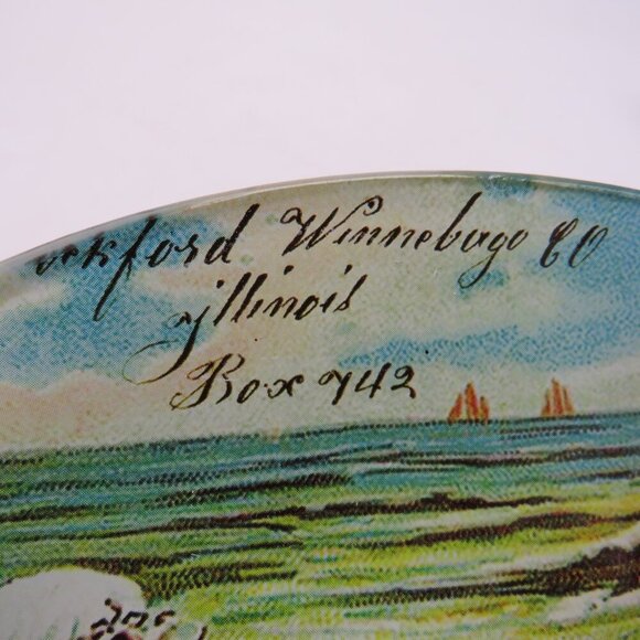 Vintage inspired soap plate & Shea Butter Soap By the Sea women & puppy dog - Picture 3 of 13